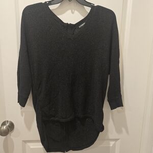 Express Black Women's V Neck Zip Back Top Size XS